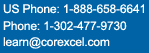 Contact Corexcel at 888.658.6641 or by e-mail learn@corexcel.com Contact Corexcel at 888.658.6641 or by e-mail learn@corexcel.com